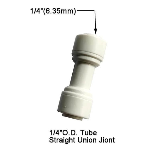 One Quarter Inch Push Fit Straight Union Quick Connect For RO Water Systems, DIY Friendly, No Tools Tubing Adapter