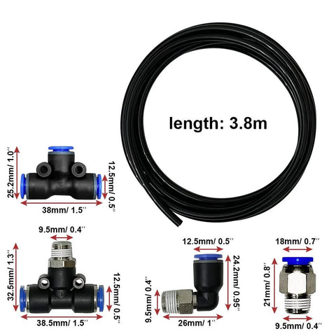 Amazon Sineside vacuum PU tubing and push-lock fittings kit for turbo wastegate; 3.8m black tubing with blue adapters
