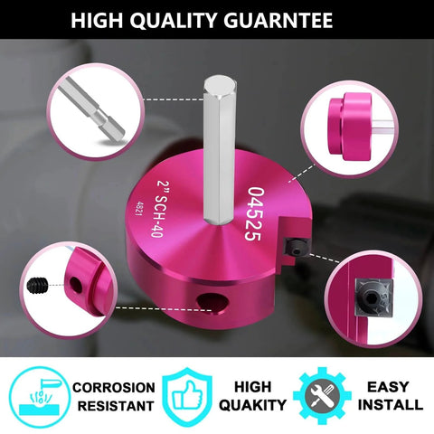 PVC Fitting Saver Two Inch Head With Three Eighths Inch Hex Shaft PVC Pipe Reamer Socket Saver Plumbing Tool for Schedule Forty CPVC and ABS Hubs Fits Standard One Half Inch Drills Ideal for Water Drain Pipe Fittings Remodels and Pool Equipment