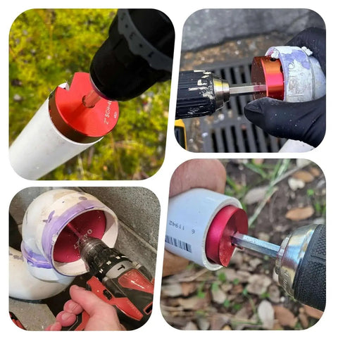Nine Piece PVC Pipe Reamer Kit For 1/2 To 4 Inch Pipes With Inner Cutter For PVC CPVC ABS Conduit And SCH40 Repairs in use