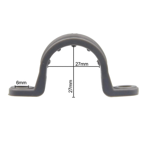 12 Pack Three Quarter Inch PVC Pipe Straps With Two Holes Plastic Conduit Strap side view showing 6mm hole and 27mm height.