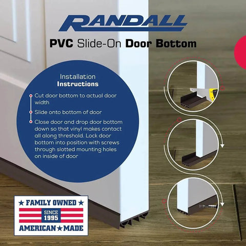 Installation guide for 4 FT (48") PVC Slide-On Door Bottom - Adjustable Plastic Weatherstrip Door Bottom with Drip Cap - Brown