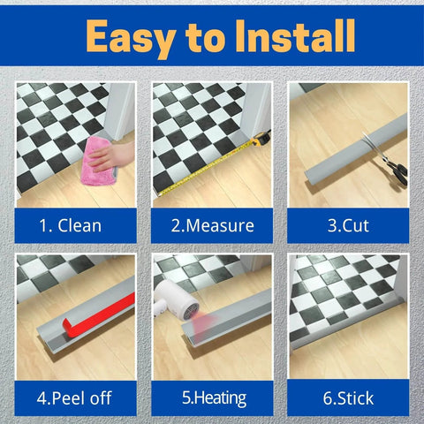 Installation steps of 3.28FT PVC Floor Transition Strip, Peel and Stick Molding Trim for Threshold Transitions with a Height Less Than 5 mm