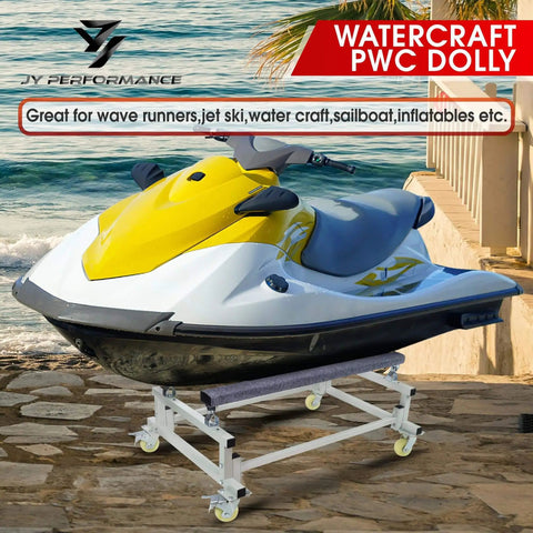 Watercraft PWC Dolly Boat Stand And Storage Trailer Cart With Adjustable Bunks, 4 Casters And 2 Brakes, Heavy Duty Steel