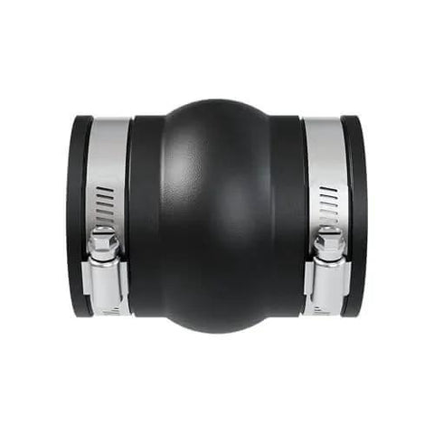PXJ-150 Flexible PVC Expansion Joint Coupling for Thermal Expansion and Contraction of Vertical Pipes Leak Proof and Chemical Resistant Sewer Gas Safe Durable Fernco Style Plumbing Fittings with corrosion-resistant clamps.