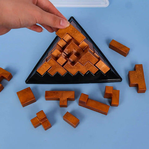 Pyramid Resin Puzzle Molds 2 Pack Silicone Mold For Epoxy Resin Casting And DIY Crafts with assembled puzzle pieces
