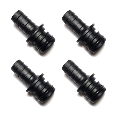 Detoria 20381-002 quad port fittings for quad water pump, 1/2-inch hose barb, straight, black plastic, set of 4