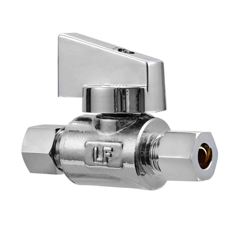 Minimprover chrome angle valve, brass body, 1/4 inch compression ends, quarter-turn