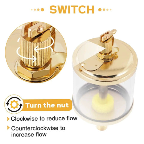 One Quarter Inch Sight Gravity Drip Feed Oiler With Needle Valve And Oil Cup 100ml Capacity Threaded Connection flow control view