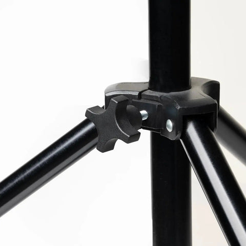 Black four-arm knob on tripod, part of 5 Pack Quarter Inch 20 TPI Four Point Knobs With 2 Inch Threaded Studs For Quick Hand Grip And Secure Positioning
