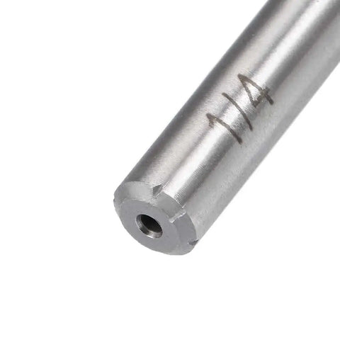 Close-up of Quarter Inch HSS Chucking Reamer For Lathe With 6 Straight Flutes And Round Shank Pro Grade Reaming Drill Bit For Stainless Steel Holes