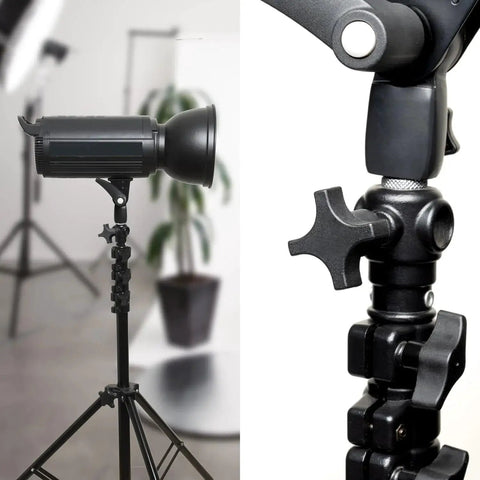 Close-up of photographic light stand with 5 Pack Quarter Inch 20 TPI Four Point Knobs With 2 Inch Threaded Studs for secure adjustment