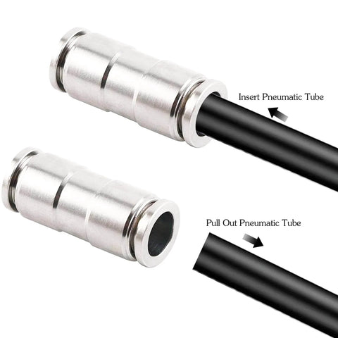Union Straight Push To Connect Fittings One Quarter Inch Tube Quick Connect For Air And Water Lines Nickel Plated Brass 2 Pack