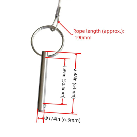 Four Sets Quarter Inch Diameter Single Ball Quick Release Pins Made From 316 Stainless Steel For Marine Hardware With Lanyard And Screws