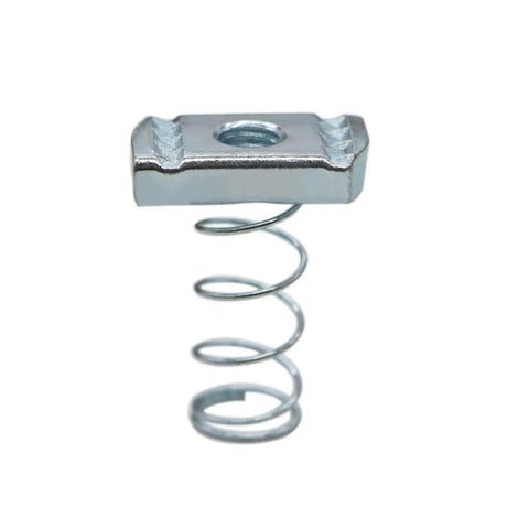 One Quarter Inch Twenty Thread Spring Channel Nut With Zinc Electroplate Finish Long Spring Nut For Unistrut Channels