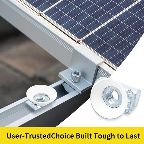 Twirl Nuts for Unistrut Channels 12 Pack Quarter Inch by Twenty Cone Nuts With Zinc Electroplate Finish shown installed on strut channel.