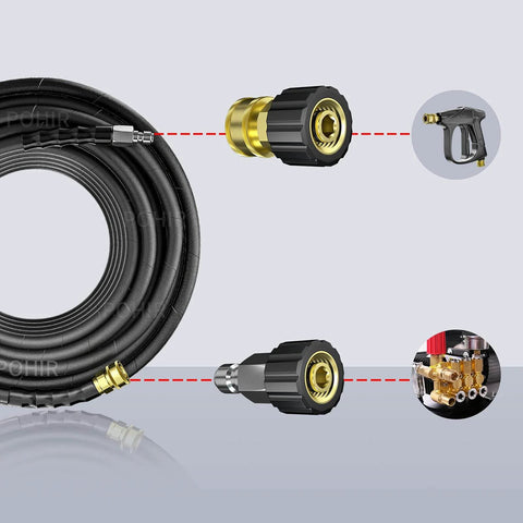 Pressure Washer Quick Connect Adapter Set M22 14mm To Three Eighths Inch Brass Fittings With Male Plug And Female Socket
