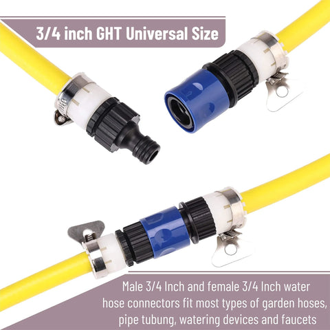 Garden Hose Quick Connectors Set With Four Male And Four Female Fittings And Four Faucet Adapters, 3/4 Inch connectors on hose