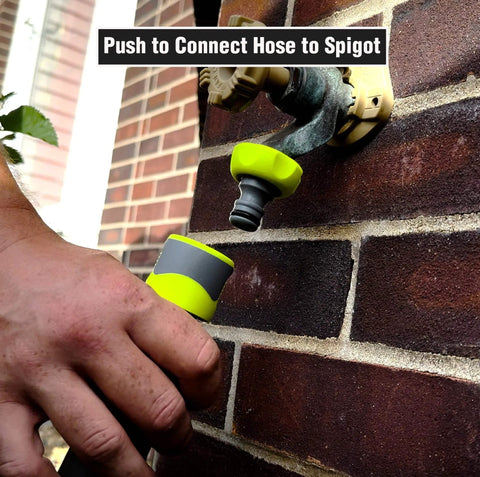 Garden Hose Quick Connect Fittings Kit With Flow-Stop Coupler And Plug - 5-Piece Quick-Connect Set installation on spigot