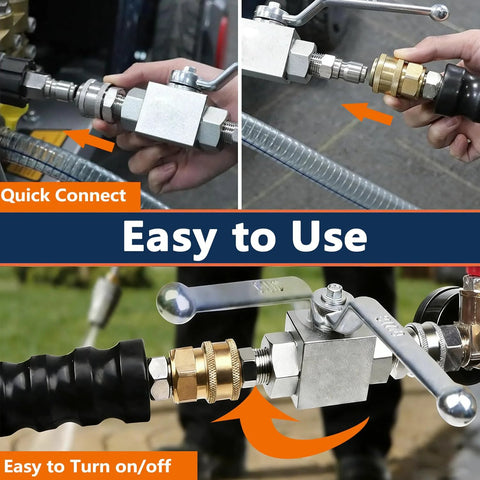 Autovo hydraulic ball valve, 3/8 in NPT, 7250 psi, aluminum body with brass quick-connect fittings, two-way shut-off