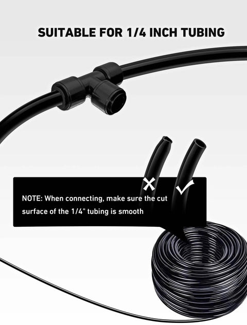 16 Pack One Quarter Inch Quick Connect Drip Irrigation Tee Fittings For One Quarter Inch Tubing No Tools Needed Leak Free