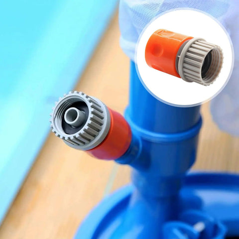 Screw Man Quick Coupler (2 pcs) for pool vacuum heads; orange plastic body with gray threaded collar