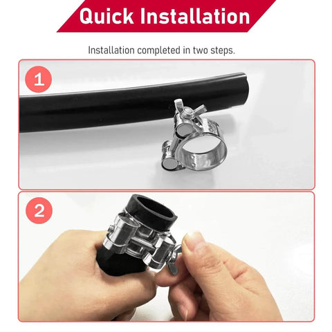 304 Stainless Steel T Bolt Hose Clamps With Handle For Intercooler Pipes And Tubes 26-28mm OD Range Adjustable Heavy Duty Clamp in use