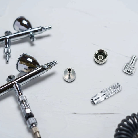 Quick Release Coupling Kit For Spray Gun Hoses, DIY Friendly 1/8 Inch BSP Male And Female Connectors on white surface