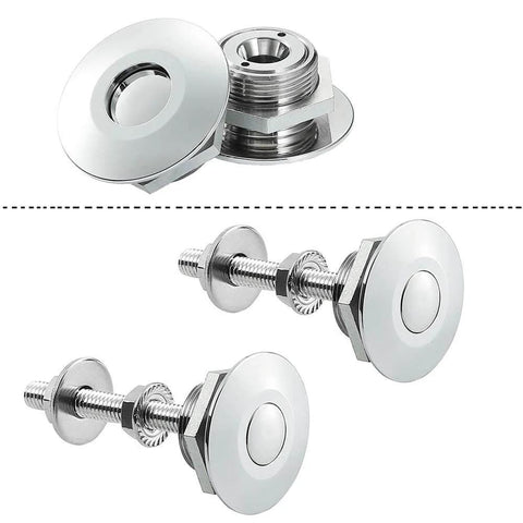 Quick release latch license plate lock clip kit, 1.25 inch aluminum alloy hood pins with button release, 2 pack silver