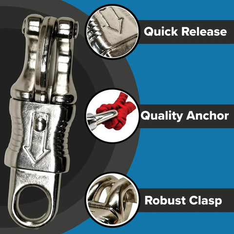 Quick Release Panic Strap Snap Hook For Motorcycle Get Back Whips Animal Leads And Paracord Projects 2 Pack Premium Polished Metal