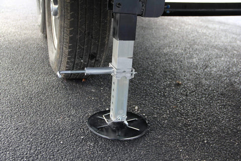 Quick Release Pull Pin For Fifth Wheel Landing Gear No Fuss One Time Install Keeps Leg Drop Easy And Smooth in silver installed