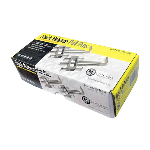 Quick Release Pull Pin For Fifth Wheel Landing Gear No Fuss One Time Install Keeps Leg Drop Easy And Smooth Works With All Jack Types Durable Silver Finish Ideal Upgrade For RVs And Trailers Heavy Duty Landing Gear packaging