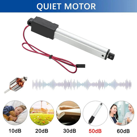 Tiny But Mighty 12V Mini Linear Actuator with 0.4 Inch Stroke, 42 Lbs Load, quiet motor, ideal for robotics and home automation