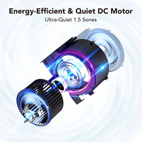 Energy-efficient DC motor of Quiet 100 CFM Bathroom Exhaust Fan With Light And 1.5 Sones, 5000K LED Daylight 1000 Lumen