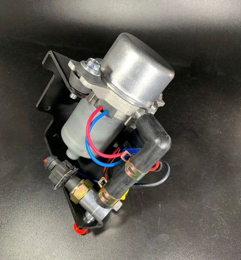 Ultra Quiet Rotary Vane Vacuum Pump For Brake Boosters Delivers Up To 28 Inches Of Vacuum In Seconds shown pre-wired with cables