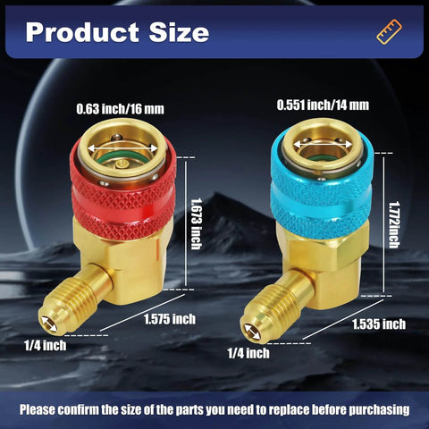R134a Quick Coupler Kit For Car Air Conditioning Freon Fittings DIY Friendly Brass 6 Ball Quick Connect 1/4 Inch SAE