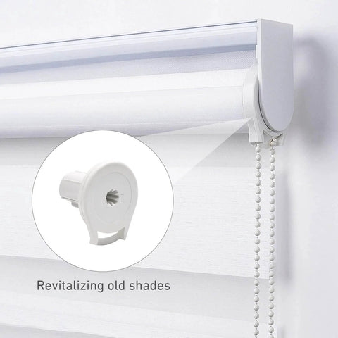 R16 Roller Shade Clutch for 1.5" Tube Roller Shade Brackets & Hardware installed on white roller shade with chain pull