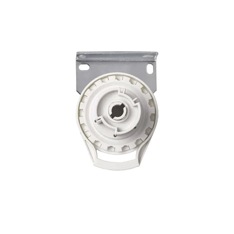 Front view of R16 Roller Shade Clutch for 1.5"" Tube Roller Shade Brackets & Hardware showing white plastic and metal components