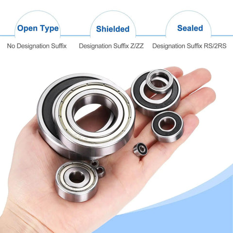Hand holding various sizes of R1810ZZ Deep Groove Ball Bearings Double Shielded 5/16 Inch Inner Dia 33/64 Inch Outer Dia 5/32 Inch Height Chrome Steel ABEC5