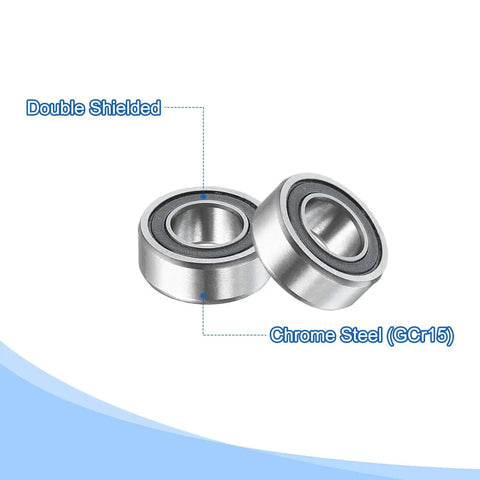 Two Five Pcs R188 2RS Deep Groove Ball Bearings One Quarter Inch Inner Diameter One Half Inch Outer Diameter Three Sixteenth Inch Height P5 ABEC 5 Miniature Chrome Steel Shielded Z3 For Engineering showing double shield detail