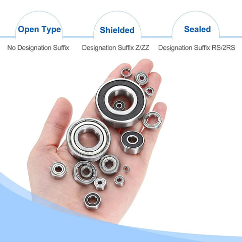 Hand holding Five Pcs R188 2RS Deep Groove Ball Bearings One Quarter Inch Inner Diameter One Half Inch Outer Diameter Three Sixteenth Inch Height P5 ABEC 5 Miniature Chrome Steel Shielded Z3 For Engineering