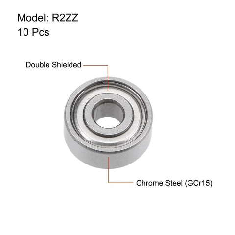 R2ZZ Deep Groove Ball Bearing 1/8 Inch Inner Diameter 3/8 Inch Outer Diameter 5/32 Inch Width Shielded On Both Sides, 10 Pcs