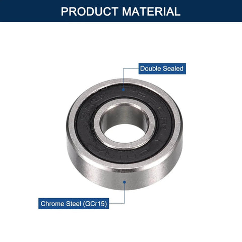 R4-2RS Deep Groove Ball Bearings, ID 1/4" x OD 5/8" x Width 9/32", double rubber sealed, chrome steel, single bearing close-up