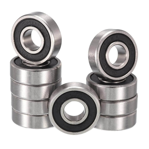 R4-2RS Deep Groove Ball Bearings, ID 1/4" x OD 5/8" x Width 9/32", double rubber sealed, stacked chrome steel bearings, 10 pcs