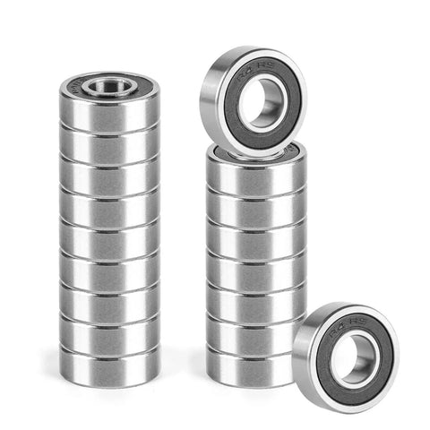 R4-2RS Double Sealed Miniature Bearings One Quarter Inch ID And Five Eighths Inch OD 0.196 Inch Thick 20 Pack displayed vertically.