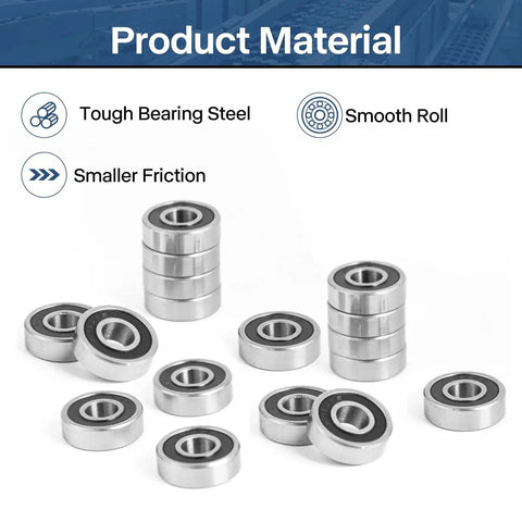 R4-2RS Double Sealed Miniature Bearings One Quarter Inch ID And Five Eighths Inch OD 0.196 Inch Thick 20 Pack displayed on surface