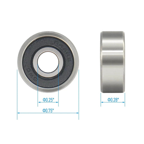 R4A-2RS Deep Groove Ball Bearings 1/4 Inch Bore 3/4 Inch OD 9/32 Inch Width Double Black Rubber Sealed Chrome Steel
