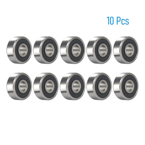 Ten R4A-2RS Deep Groove Ball Bearings 1/4 Inch Bore 3/4 Inch Outer Diameter 9/32 Inch Width Chrome Steel with Black Seals