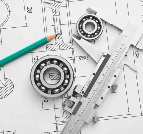 Mechanical drawing with calipers measuring Half Inch Bore R8-2RS Double Sealed Ball Bearings For Electric Motors, Wheels, Home Appliances, And Garden Machinery, Inner.5 Inch, Outer 1.125 Inch, Width.3125 Inch, ABEC3 Precision, 10 Pack Donepart.