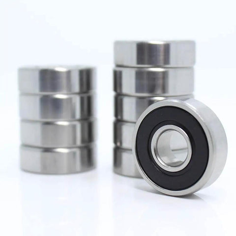 Half Inch Bore R8-2RS Double Sealed Ball Bearings For Electric Motors, Wheels, Home Appliances, And Garden Machinery, Inner.5 Inch, Outer 1.125 Inch, Width.3125 Inch, ABEC3 Precision, 10 Pack Donepart, showing stacked and single arrangement